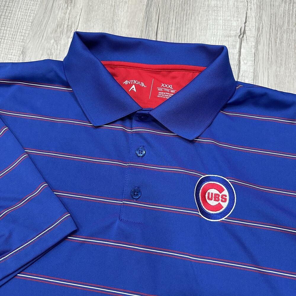Antigua Chicago Cubs Polo Mens 3XL Blue Short Sleeve Shirt Logo Baseball Golf